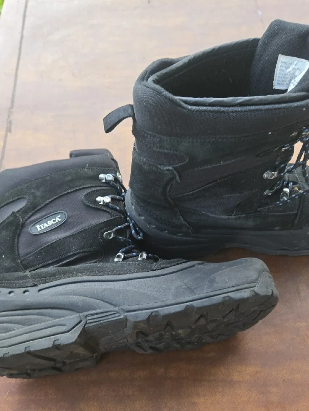 Itasca Black Boots with Blue-Thread Laces